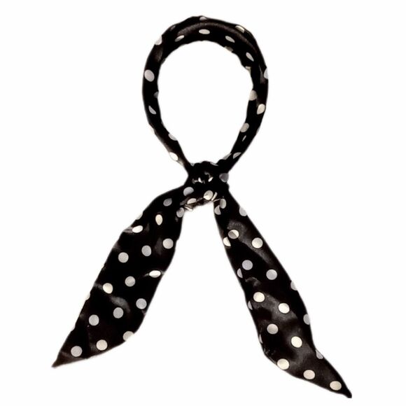 Black Satin Polka Dot Headband Scarf - Picture 1 of 4